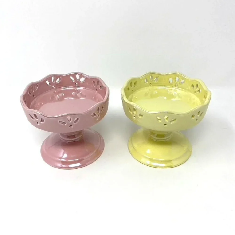 Target Ceramic Iridescent Pedestal Dish Candy Decor Pink Yellow